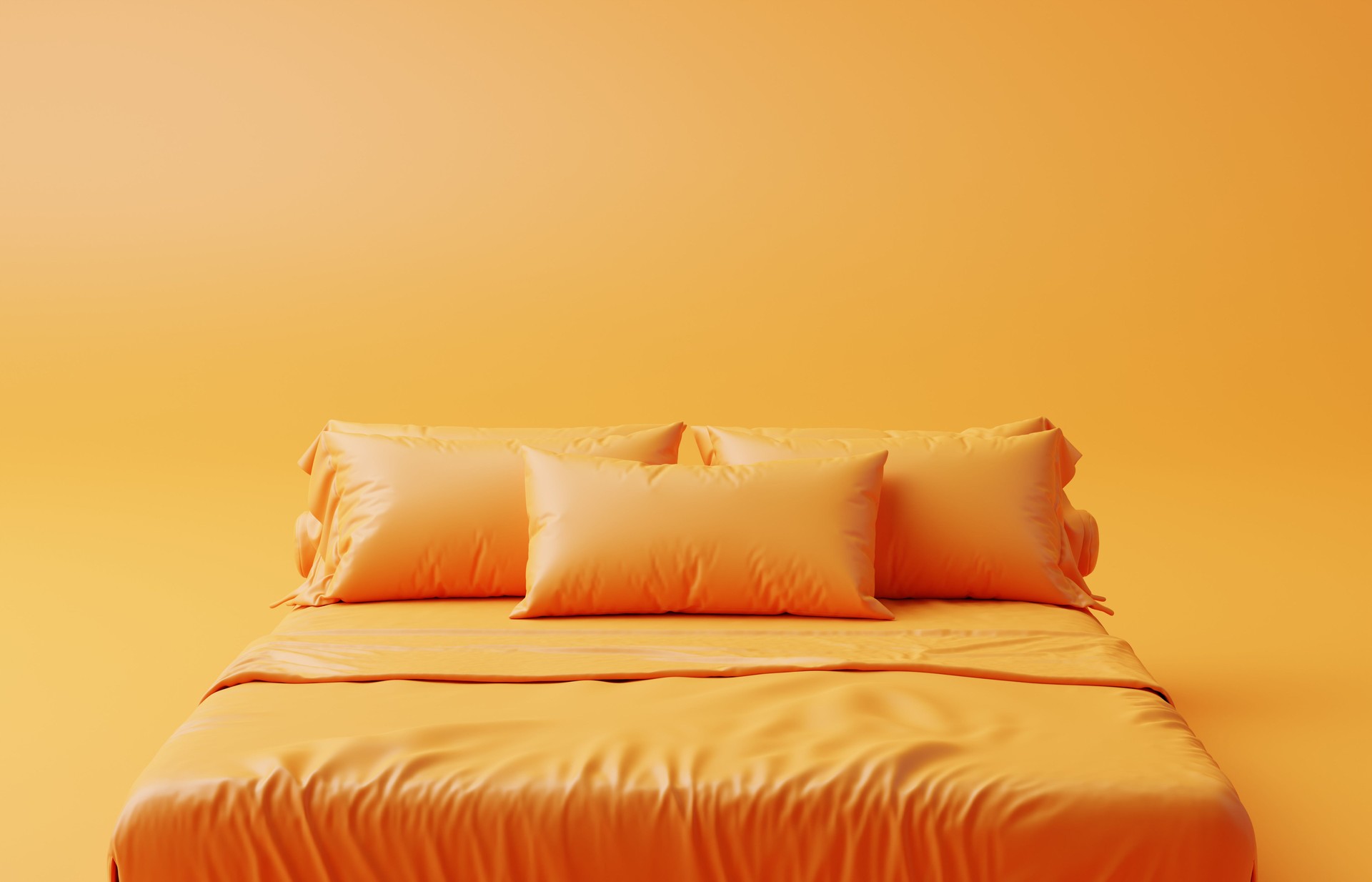 3D monochrome orange bed